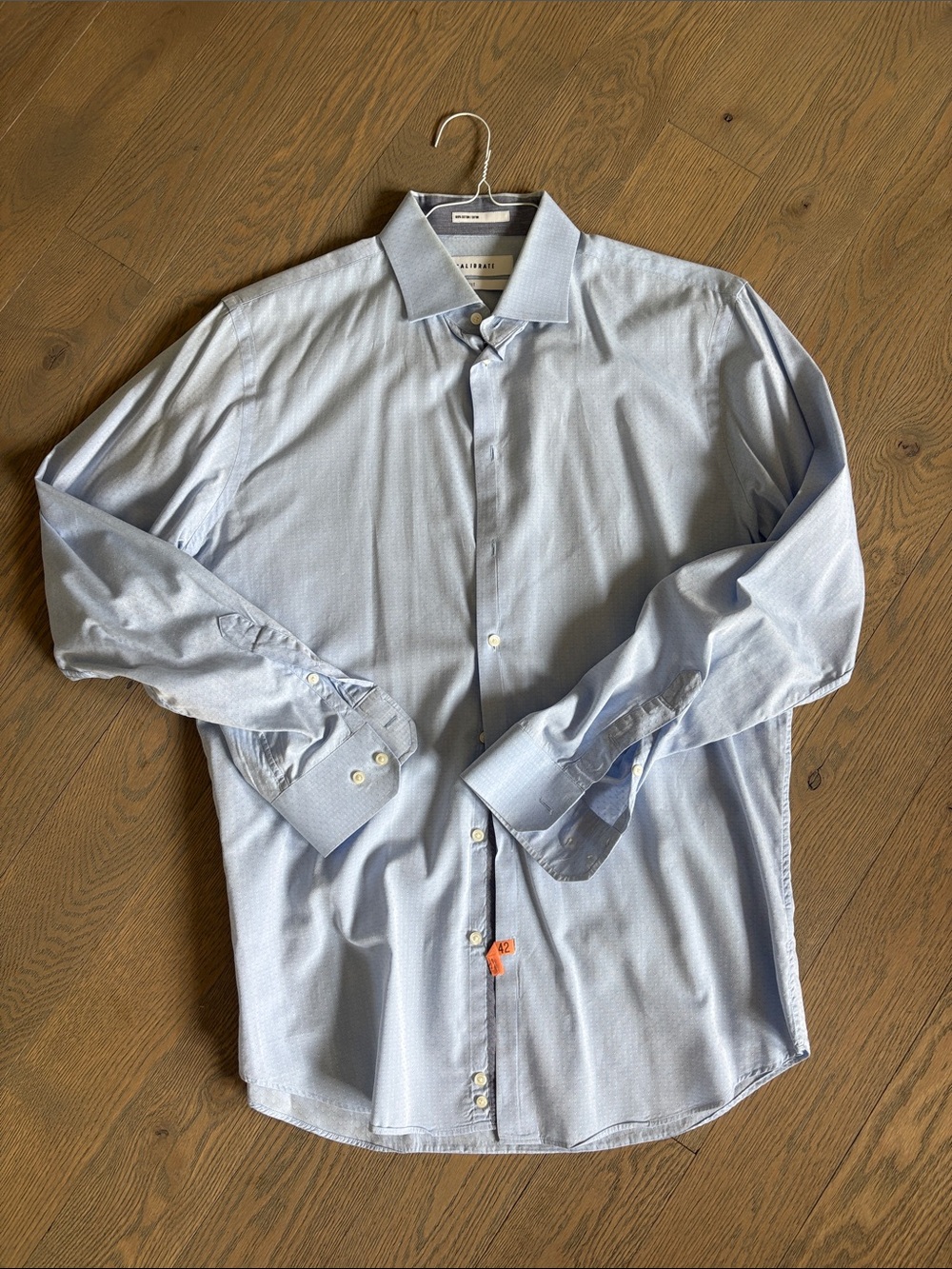 C2 by Calibrate Men's Light Blue Dress Shirt with Spread Collar